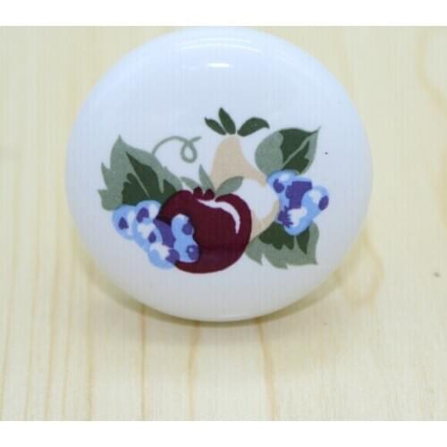 Diameter 38mm white ceramic kitchen cabinet knobs, fruit ceramic drawer dresser wardrobe furniture handles pulls knobs TC18