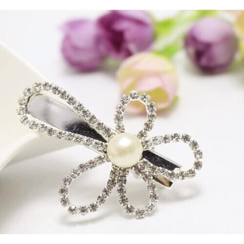 Rhinestone Pearl Bow Knot Hairpin Flower Duckbill Side Clip Women Hair Accessories Jewelry 180531-5