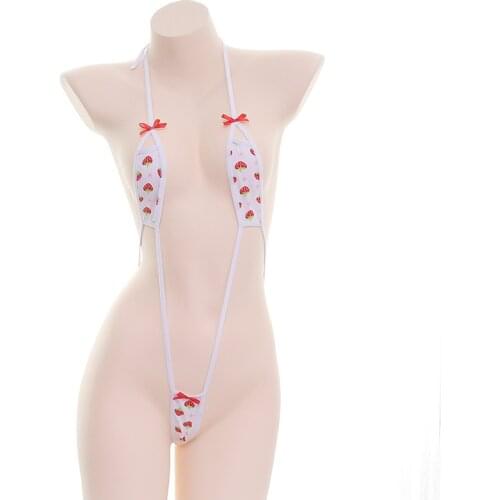 Womens Lingerie Mini Micro Bikini Cute Strawberry Teddies Bodysuit Babydoll Sexy Costumes Swimwear thong Bikinis sexy bikini set