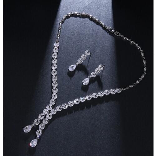 Bettyue Fashion Irregular Shiny Cubic Zircon Charming Necklace And Earring For Female Bridal Wedding Party Dazzling Jewelry Set