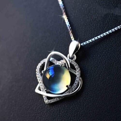 Top Quality Cat Eye Stone Heart Necklace Women Cubic Zirconia Pendants Necklaces Accessory