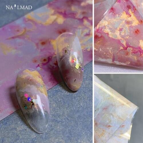 100cm Pink Marble Nail Foil Sticker Starry Sky Transfer Paper Marble Shining Nail Art Decal Gel Slider