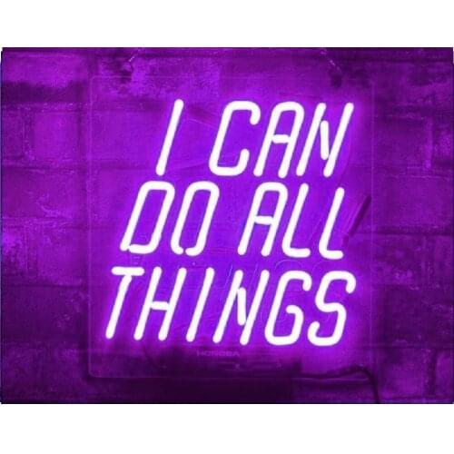 14"x10" I Can Do All Things Purple Acrylic Custom Neon Light Lamp Sign Beer Bar Handmade Real Glass Decorate Bedroom Room Decor