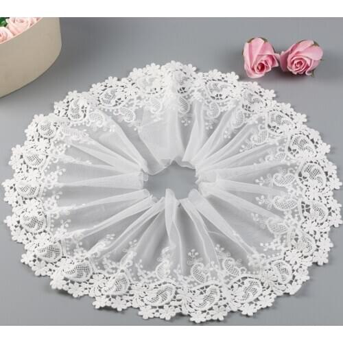 1Y White Lace Fabric Wedding Bridal Dress Lace Fabric Ribbon DIY Sewing Embroidery Trim Width 19CM
