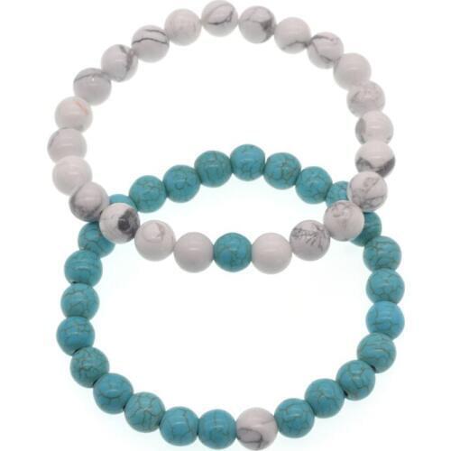 2017 Lovers Elastic Charm Bracelets Howlite Turquoises Round Beads Natural Stone For Women Men Gifts