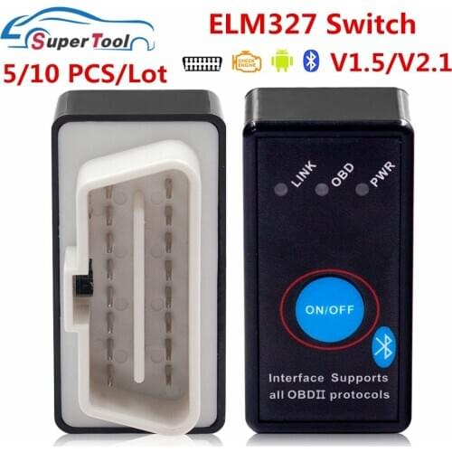 5PCS/Lot 10PCS/Lot OBD2 Switch On/Off ELM327 Bluetooth V1.5 V2.1 PIC18F25K80 OBD2 ELM 327 Bluetooth V1.5 Diagnostic Tool For Car
