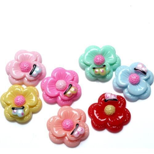 50Pcs Mixed Resin Flower Decoration Crafts Kawaii Beads Flatback Cabochon Embellishments For Scrapbooking DIY Accessories