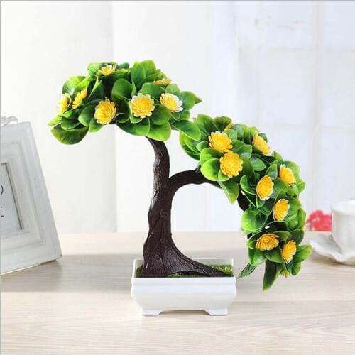 6Colors Platic Artificial plant flowers potted bonsai fake flower plant pine trees for wedding christmas home table decoration