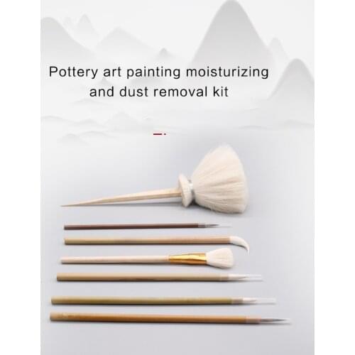 7PCS/Set Pottery Tools Writing Brush Large Head Bamboo Brush Painting Painted Hook Pen Dust Hydration Ceramic Clay Polymer Tool