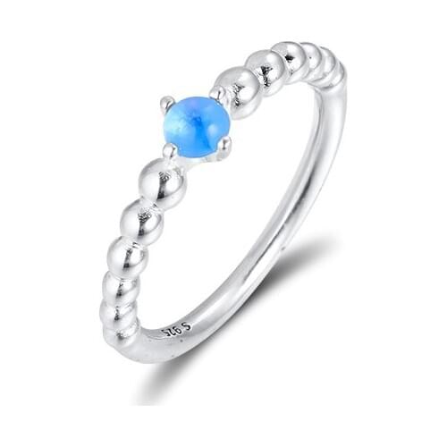Aqua Blue Beaded Rings 100% 925 Sterling-Silver-Jewelry Free Shipping