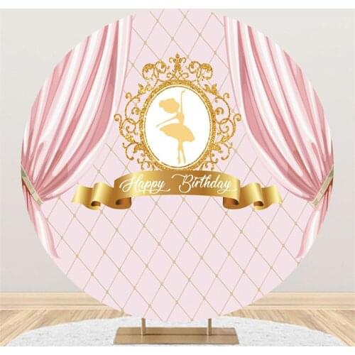 Ballerina Girl Pink Cake Area Decoration Birthday Party Circle Backgrounds Baby Shower Photography Photo Banner Round Backdrops