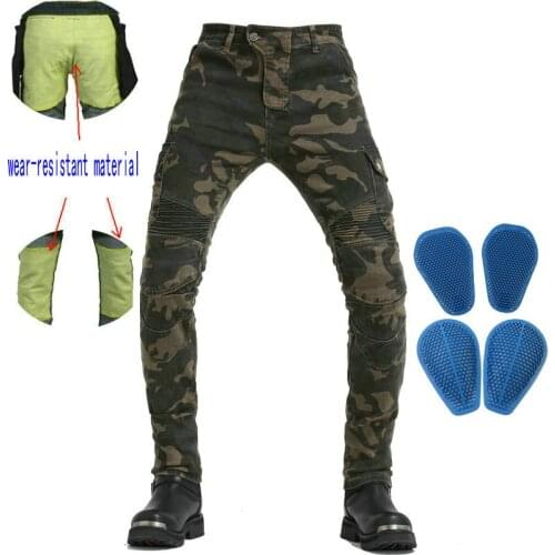 Loong Biker Motorcycle Wear-Resistant Material Inside Riding Pants Locomotive Protective Jeans Loose Straight Trousers Camo