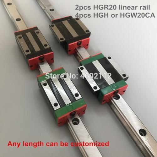 Free shipping 20mm HGR20 200 300 400 500 600 700 800 900 1000mm linear guide rail with carriage HGH20CA or HGW20CA CNC parts