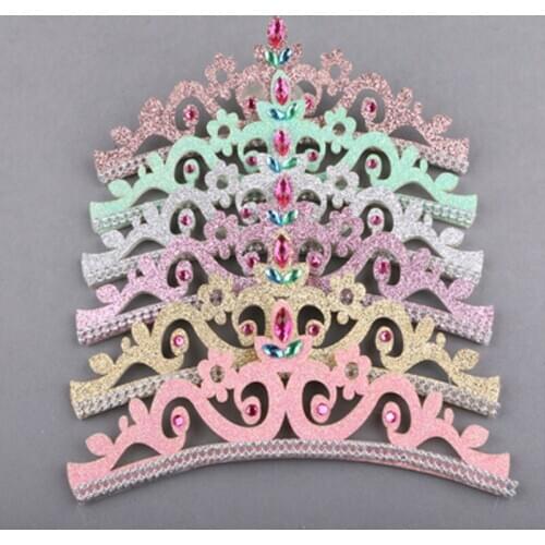 Free Shipping 20PCS/Lot Glitter Princess Crown Bling Handmade Hair Jewelry Bow Decoration Button Stickers for Headband Handwear