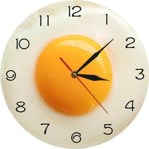 Poached Egg Wall Clock Quartz Clock Quiet Non-Ticking Living Room Home Decor