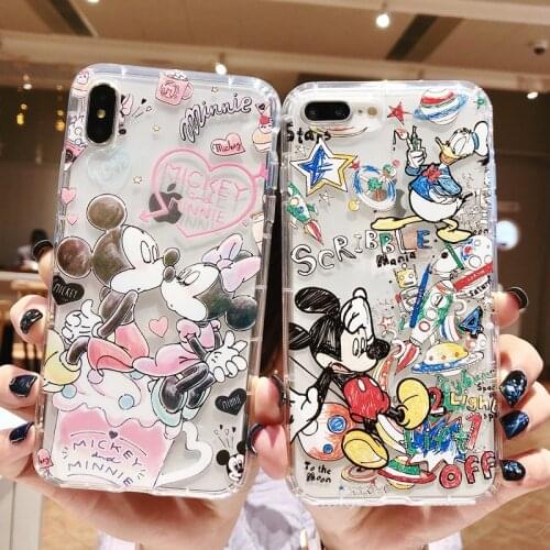 Disney Mickey Donald Duck Irregularly Arranged Print Transparent Silicone Painted Anti-drop Phone Case for IPhone12,iPhone11
