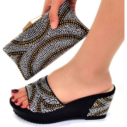 Doershow good price Italian Shoes and Bag Set African Wedding Shoe and Bag set Italy Shoe and Handbag Summer Set Women! HJB1-27