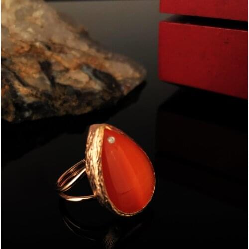 Dr Stone Natural Stone Women 'S Cat 'S Eye Stone Rose Gold Plated Ring XKRB302