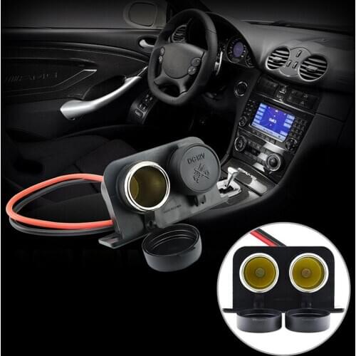 Twin Lighter Dual Socket Plug Power Adapter Waterproof Dual Cigarette Lighter Socket Power Outlet for 12V Car Motorcycle