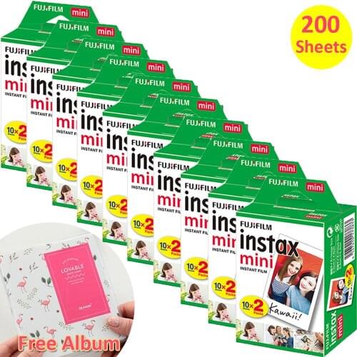 Fujifilm Instax Mini Film 200 Shots Photos Papers White Edge Frame For Instax Mini 9 50s 70 90 Camera SP-2 /SP-1 + Free Album