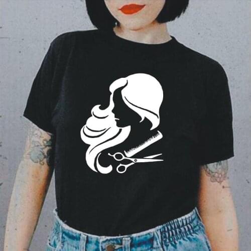 Harajuku Shirt T Shirt Women Tops Fashion Woman Hair Cut T-shirt Hair Salon Haircut Woman Art Hipster Casual Tee Shirt Femme