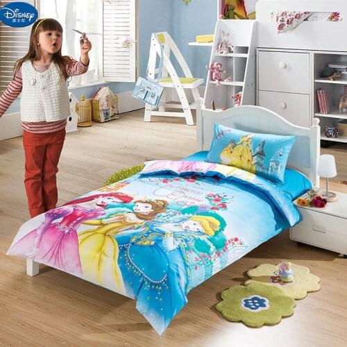 Disney Character Princess Series Patterned Bedding Set Comfortable Pink Duvet Bed Cover Pillowcase Girl Bedroom Decoration Home