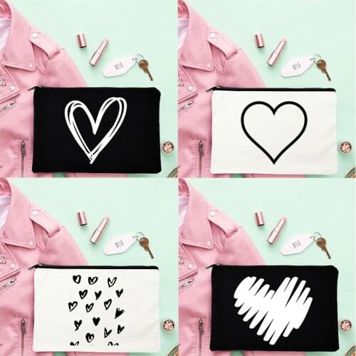 Fashion Love Letters Women Cosmetic Bags Lovely Makeup Bags Casual Cases Women Makeup Handbag Travel Portable Zipper Pouch