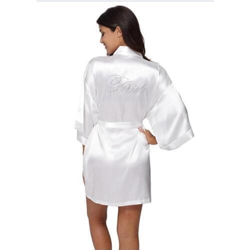 Fashion Silk Bridesmaid Bride Robe Sexy Women Short Satin Wedding Kimono Robes Sleepwear Nightgown Dress Woman Bathrobe Pajamas