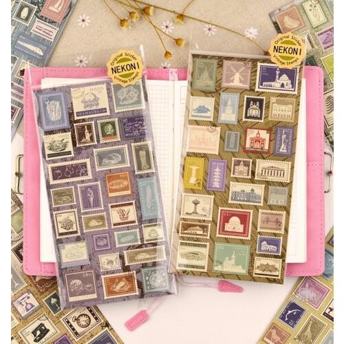 SKYSONIC Retro Letter Stamp Stickers Mobile Phone Laptops Decoration PVC Stickers Childdren Journal Bullet Stationery Sticker