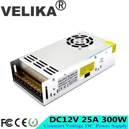 Small Volume DC12V 25A 300W Switching power supply Driver 110V 220V AC-DC 12V SMPS For LED Light Strip Display
