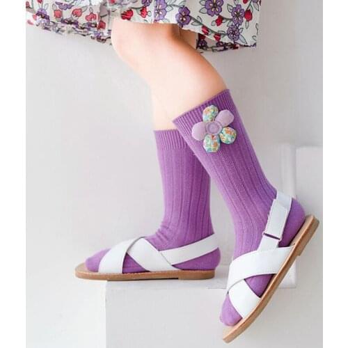 New Children Socks For Girls Long Tube Socks Knee High Toddlers Baby Princess Sock Flower Infant Kids School Socks 1-7Years