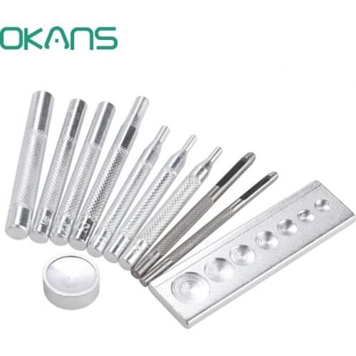 Newest 11pcs Metal Leather Craft Tool Die Punch Snap Rivet Setter Base Kit Set