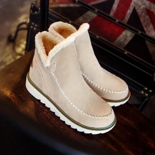 New Flock Fur Womens Suede Ankle Boots Female 2020 Women Snow Boots Flat Winter Plus Size Platform Ladies Warm Shoes