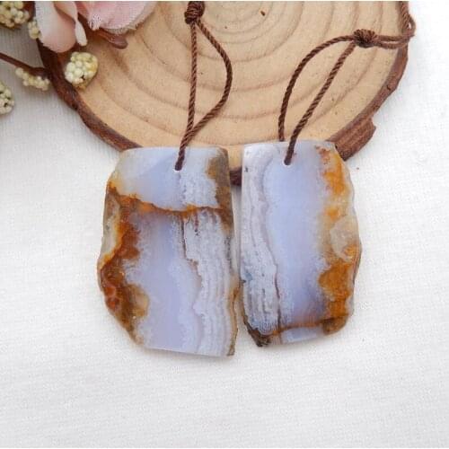 Nugget Blue Lace Agate earring beads, stones for earring making 35x23x3mm33x22x3mm11g