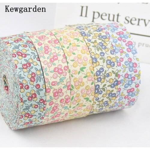 Kewgarden Cherry Fabric Layering Cloth Ribbons 1" 1.5" 10mm 25mm 40mm DIY Hairbow Sewing Accessories Handmade Crafts 5 Meters
