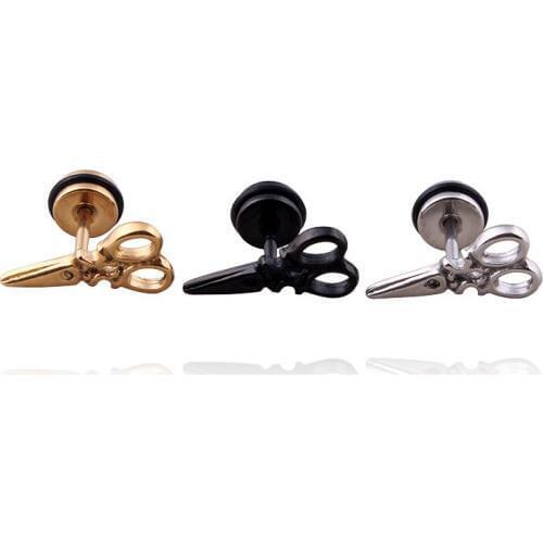 Alisouy 2 pieces Stainless Steel tools earrings vintage retro scissors pattern men women ear jewelry stud earrings for men women