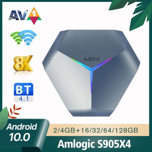 Smart Tv Box Android 10 8K 2020 A95X F4 Amlogic S905X4 TV Box 4G 32GB 64GB 128GB 2.4G 5G Wifi Media Player Set Top Box 2G 16GB