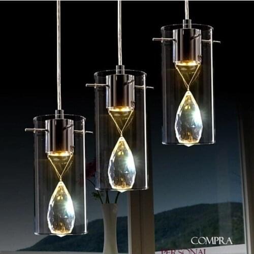 Modern Crystal Led Pendant Light Fixtures Luxury Suspension Glass Design Hanging Lamp Dining Room Kitchen Home Decor Lighting