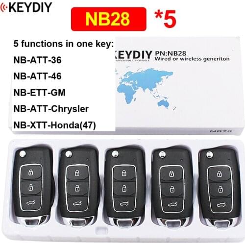 5Pcs/Lot Multi-functional NB28 Universal Remote Control Key for KD900 KD900+ URG200 KD-X2 NB-Series ( All Functions Chips in )