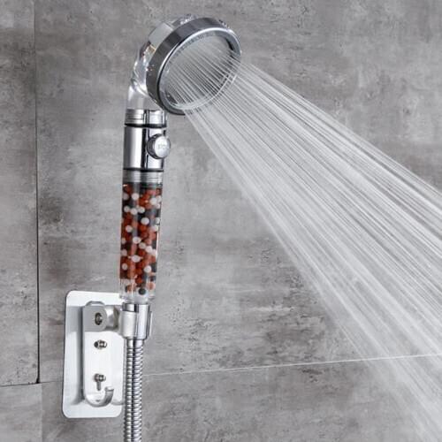 Water Saving 1*Shower Head Handheld Shower Head With Stones ABS Durable