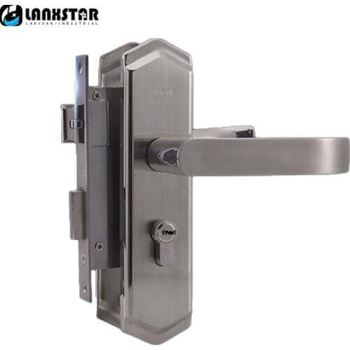 High Quality 304 Stainless Steel Interior Door Handle-lock Living-room 50mm Pitch Row Anti Card Handle Lock