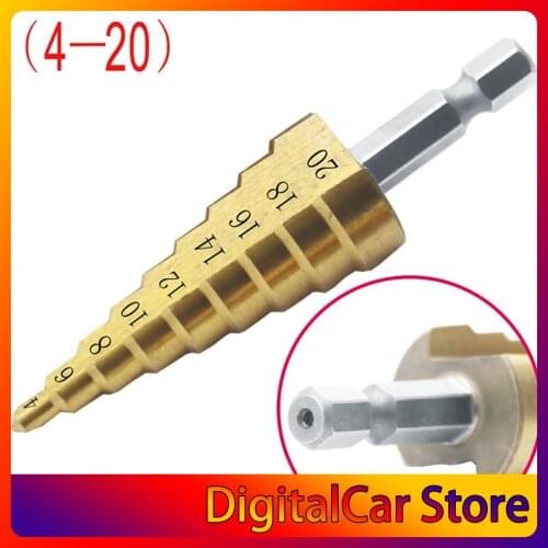High Quality 4241 Hexagonal straight groove stepped drill Titanium Plated Spiral Groove Multi-function Drills Drop Shipping Sale