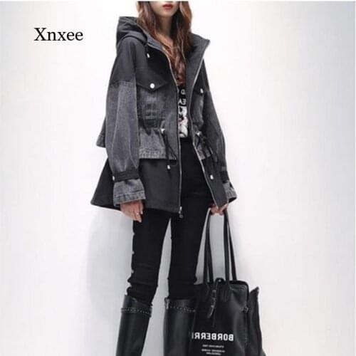 2021 Autumn and Winter Womens Jacket Jacket New Fat Sister Fashion Waist Slimming Stitching Denim Jacket Women