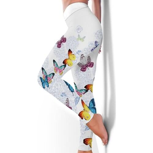 S-3XL High Waist Leggings Push Up Leggins Butterfly Print Women Fitness Running Gym Pants Energy Leggings Sport Girl Leggins