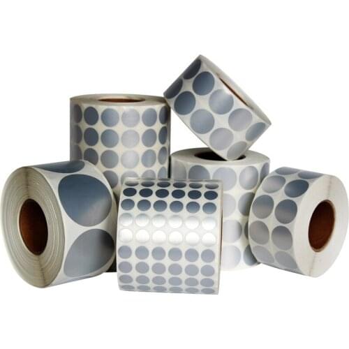 1 Roll Core 40mm Matt Silver Round PET Barcode Sticker Silver Sticker Silver Label Roll 1/2 Row