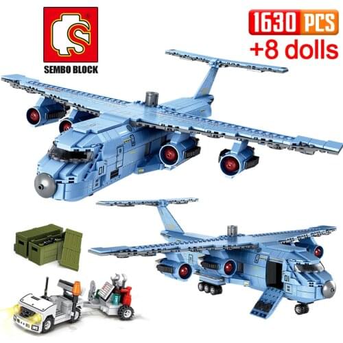 1083PCS SWAT Team Transport Aircraft Building Blocks Military Airplane City Police Figures Bricks Educational Toys for Children