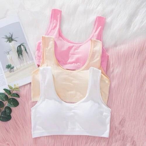 4pc/lot Childrens Sports Bra Kids Training Fixed Double Layer Inserts Teens Teenage Lingerie Underwear 8-15Y
