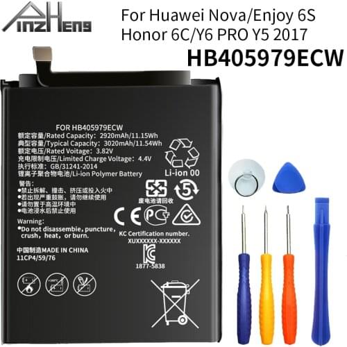 PINZHENG Battery For Huawei Nova Enjoy 6S Honor (6C 6A 7A 7S 8A 7A Pro)/( Y5 Y6 Y6 Pro) 2017 P9 Lite Mini 3020mAh HB405979ECW