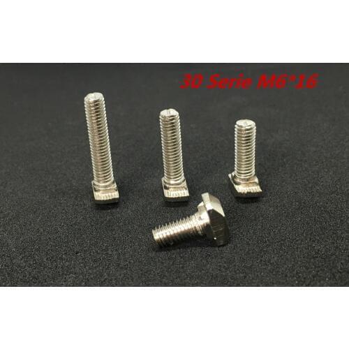 10pcs/lot M6*16 Hammer Head T Bolt Aluminum Connectors T Head Screws 3030 Aluminum Profile Nut