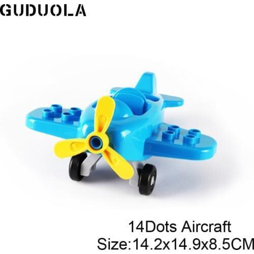 GUDUOLA Big Bricks 14dots Aircraft Amusement Park Accessory City traffic Brick Playmobil Toys Duplo Building Block For Children